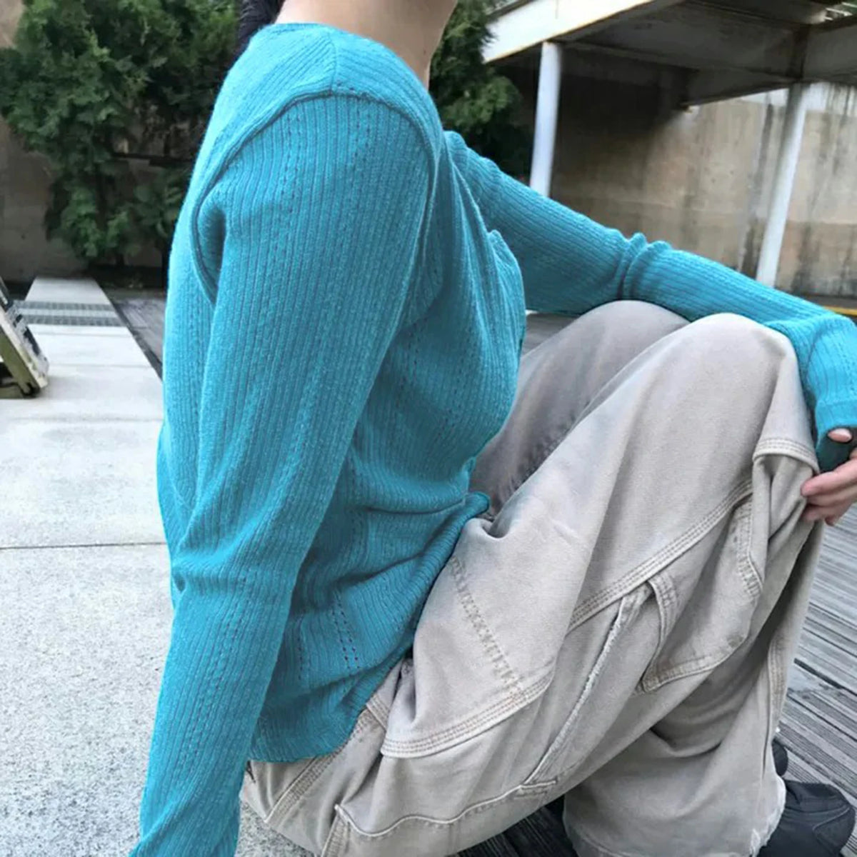 [RUOKE] Casual Streetwear Long Sleeve Top Spring Summer Knit Button Up Thin Coat Korean Style Outerwear Daily Cardigan Commuter