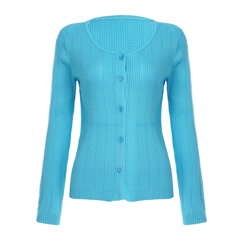 [RUOKE] Casual Streetwear Long Sleeve Top Spring Summer Knit Button Up Thin Coat Korean Style Outerwear Daily Cardigan Commuter
